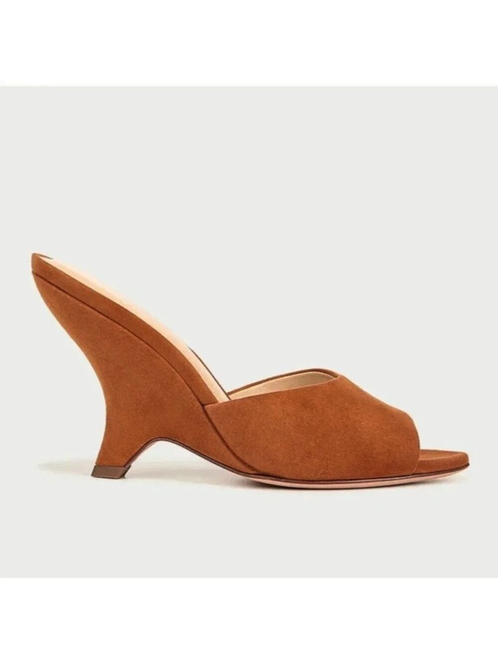$440 VERONICA BEARD Mila Sculpted SUEDE WEDGE SLIDE Sandal BROWN 9.5 (DD18)